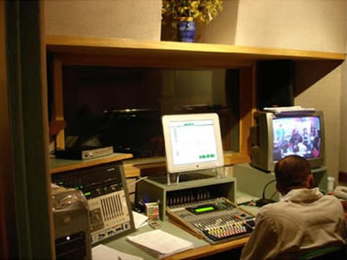 Sala de controle durante uma sessão